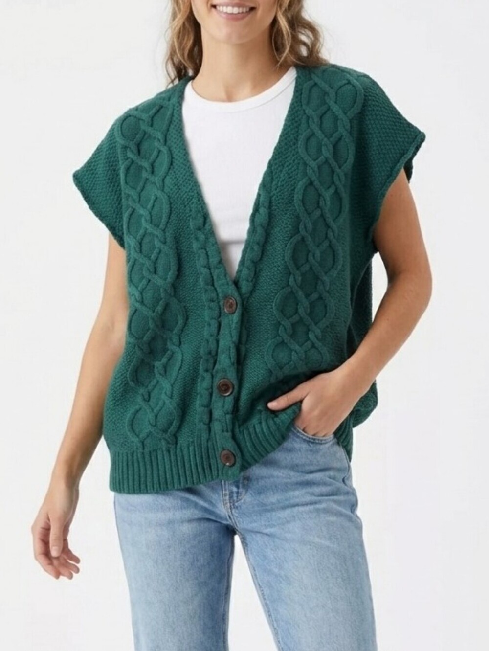Urban Renewal Oversized Button Front Knit Sweater Vest